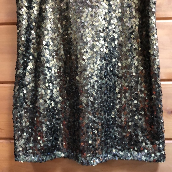 Vince Camuto Gold Green Sequin Dress Sheath S - Picture 7 of 9